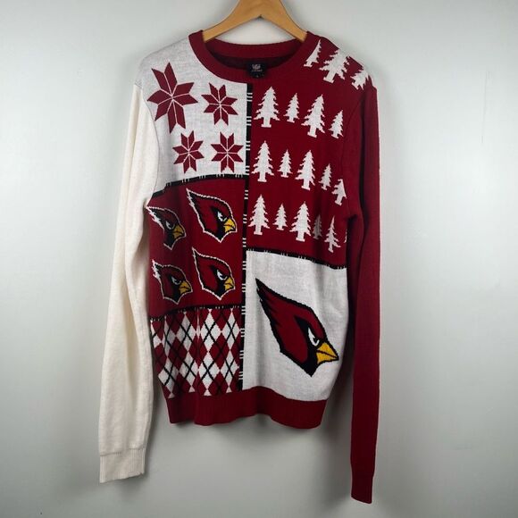 NFL Team Apparel Arizona Cardinals Large Sweater Busy Block Crewneck Ugly Holida - Picture 1 of 4